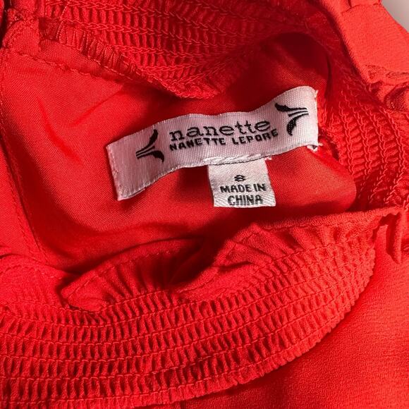 Nanette Lepore Red Knee Length Dress Womens Medium 8 Modest - Picture 4 of 5